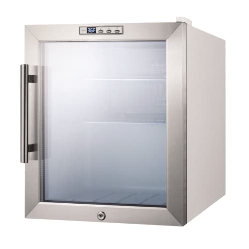 Summit Compact Refrigerator, 1.7 Cu Ft, Auto Defrost, Glass Door with Stainless Steel Trim